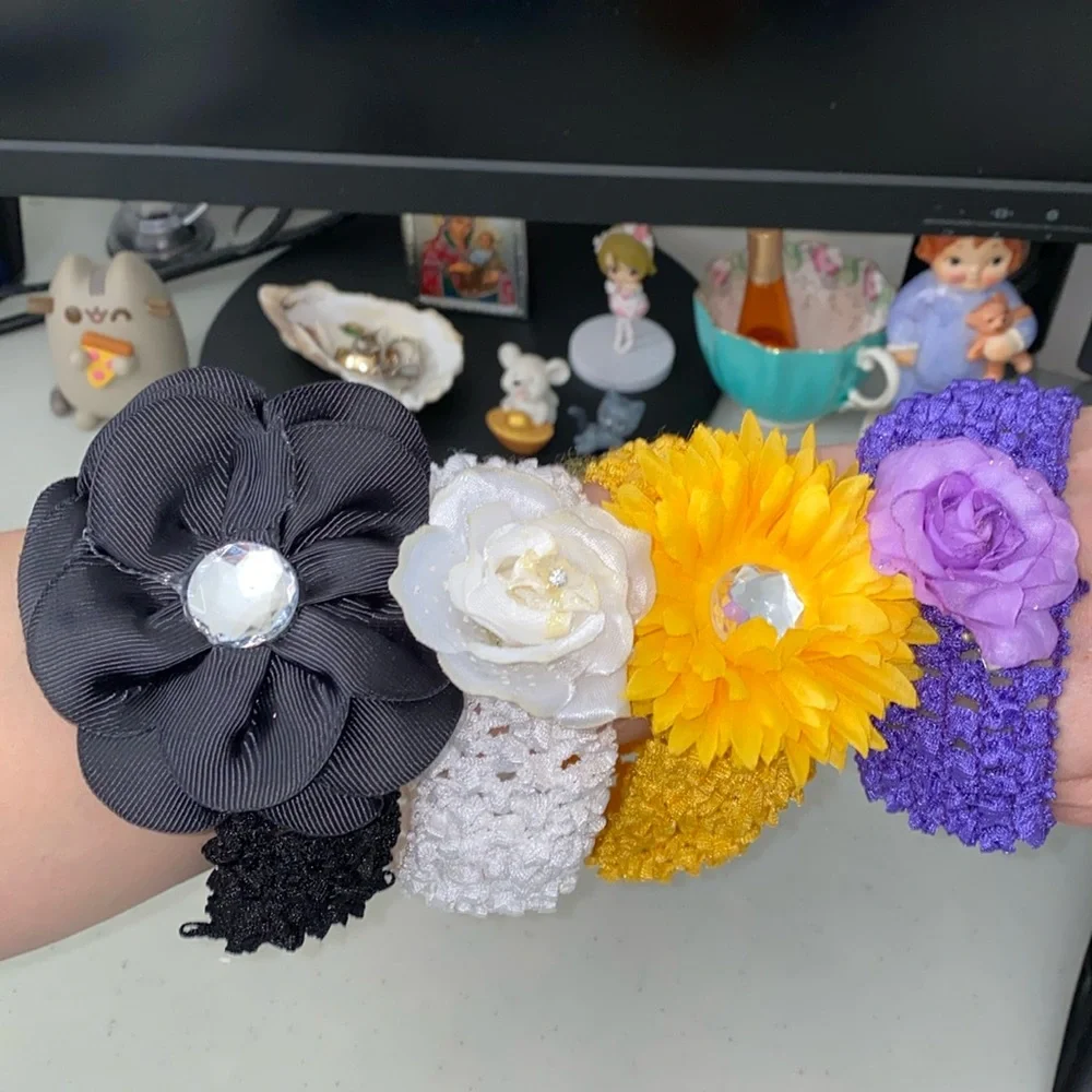 Flower lace headbands decorative hair accessories for babies